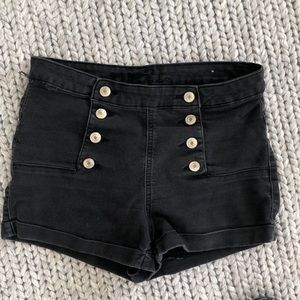 High waisted black sailor shorts